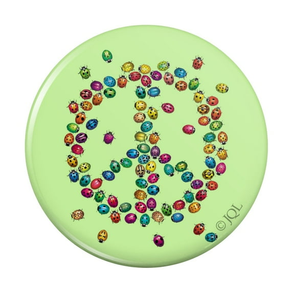 Lady Bug Rainbow Peace Sign Kitchen Refrigerator Locker Button Magnet