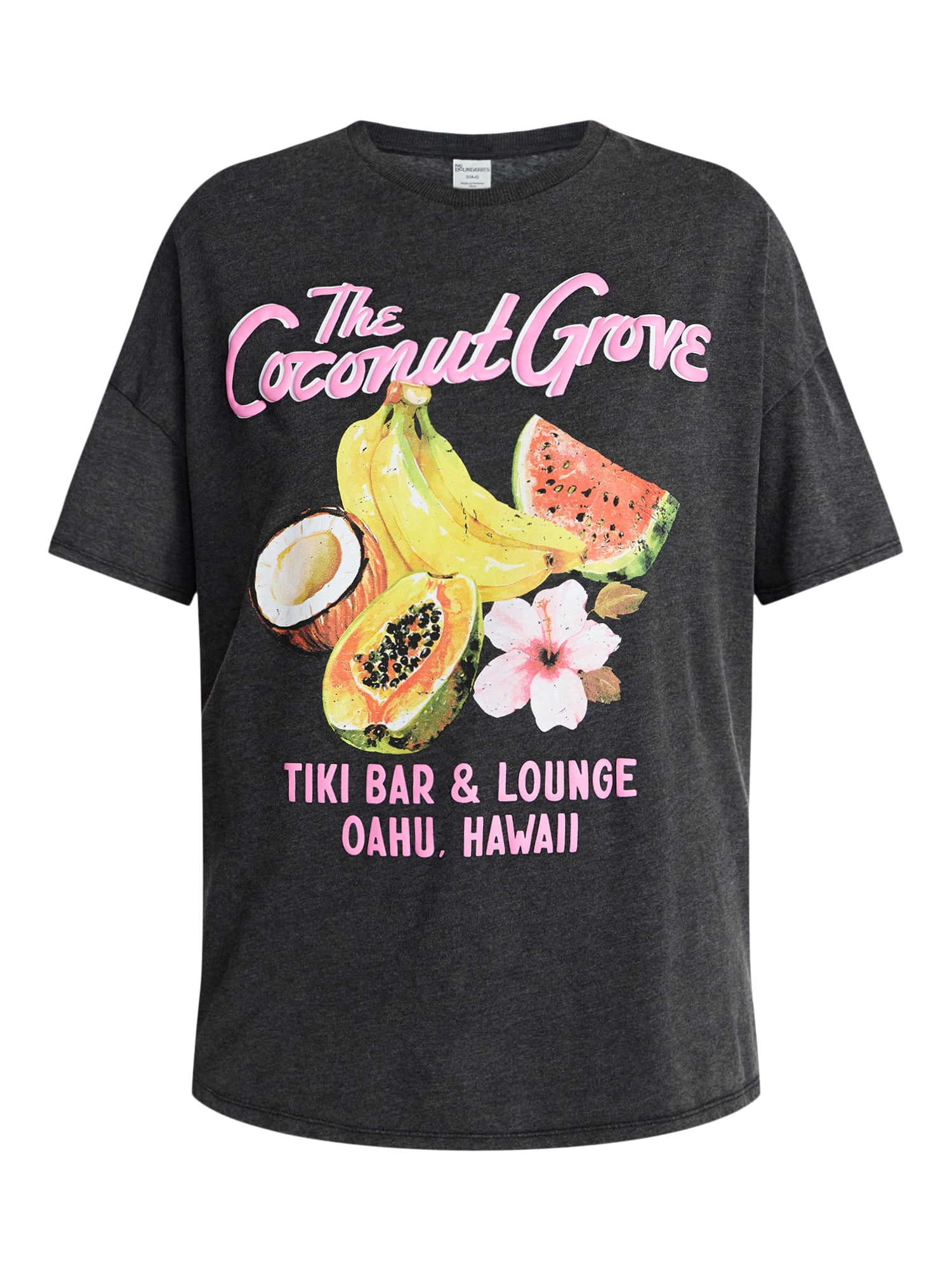 No Boundaries Washed Graphic Boyfriend Tee, Women's and Women's Plus
