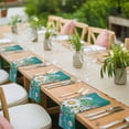 thumbnail image 4 of Spring Daisy Leaves Cloth Napkins, Vintage Watercolor Flowers Teal Wooden Washable and Reusable Dinner Napkins Set of 8, Table Napkin for Kitchen Party Birthday Wedding Hotel Housewarming 20"x20", 4 of 9