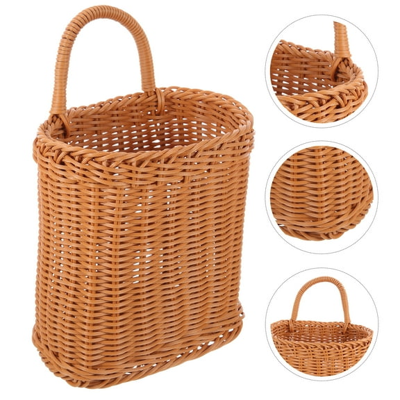 Omeite Anti-rattan wall-mounted storage basket kitchen hanging basket kitchenware storage basket living room wall-mounted decorative storage basket
