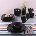 thumbnail image 2 of Gibson Elite Soho Lounge Square 16 Piece Stoneware Dinnerware Set, Purple, 2 of 6