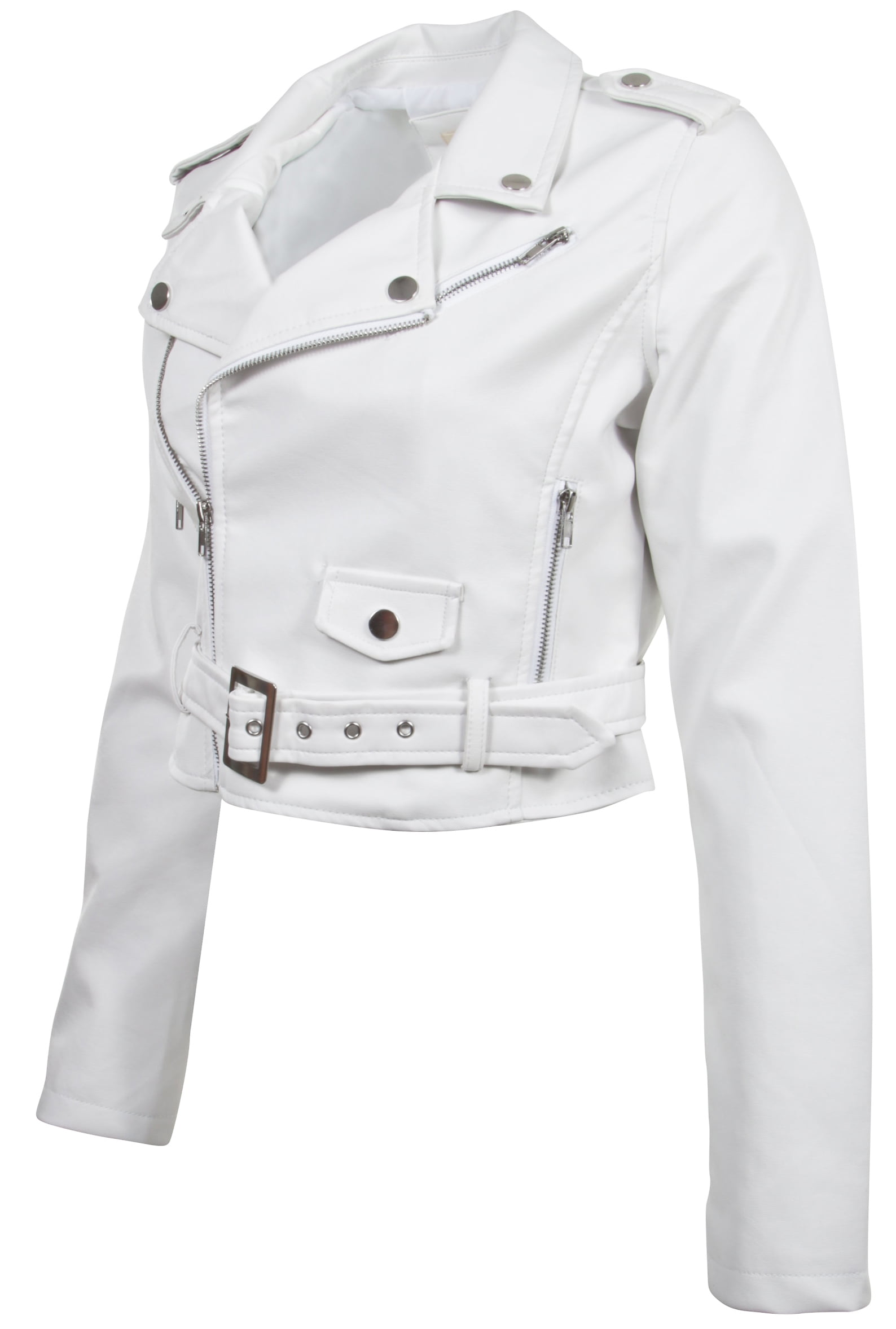 cropped white leather jacket