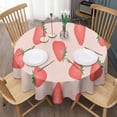 thumbnail image 3 of Strawberry Plants Fruit Light Pink Pattern Round Tablecloth 60"x60",Wrinkle Wipeable Table Cloth for Kitchen Dining Room Picnic Patio Party, 3 of 6