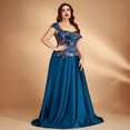 thumbnail image 6 of AURA Evening Dress Sequin Embroidered Square Neck Party Gold Slim Fit Long Dress Plus Size, 6 of 7