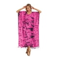 thumbnail image 5 of Beautybatik Fuchsia Women Hippie Tie Dye Caftan Kaftan Loungewear Maxi Plus Size Long Dress 4X, 5 of 6