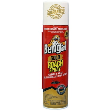 Bengal Gold Roach Spray, Odorless Stain-Free Dry Aerosol Killer Spray with Insect Growth Regulator, 9 oz Aerosol Can