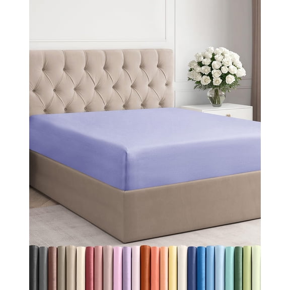 JJEAN-Full Fitted Bed Sheet - Bottom Single Fitted Sheet Only - Ultra-Soft Hotel Luxury Bedding w/ 8-16 Inch Deep Pockets - Breathable, Cooling & Wrinkle Free - Easy-Fit, Fade & Shrink Resistant - La