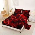 thumbnail image 2 of Castle Fairy Abstract Glowing Cube King Sheets 4pcs,Minimalism Neon Geometric Bedding,Red Black,1 Flat Sheet, 1 Fitted Sheet and 2 Pillowcases, 2 of 7