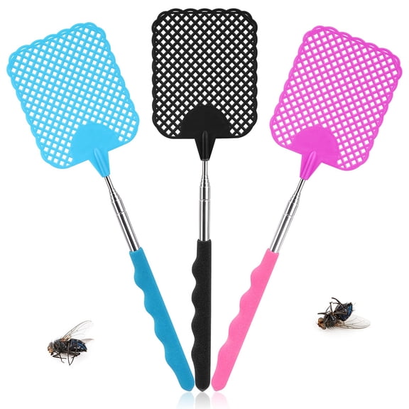 5-section telescopic plastic mosquito swatter fly swatter to kill flies and fly catcher swatter(Black, Blue, Pink)