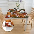 thumbnail image 2 of BANET Pumpkins Leave Square Tablecloth Washable Polyester Table Cloth for Square or Square Tables Waterproof Wrinkle Free Stain Resistant Table Cover for Kitchen Dining Room white, 2 of 8