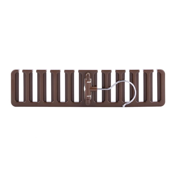 Zerodis - Organizador de 10 ranuras para corbatas, cinturones, bufandas, de plástico resistente, para armario, ahorro de espacio, con gancho de metal (marrón) Ecomeon no