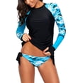 thumbnail image 1 of Maillot de Bain Tankini à Manches Longues pour Femmes avec Nœuds Latéraux Imprimé Color Block S-TTTG, 1 of 4