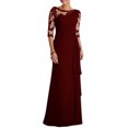 thumbnail image 1 of CAROOTU Robe de Soirée pour Femmes Dentelle Manches Mi-Longues Col Rond Ajustée Robe Formelle Féminine, 1 of 7