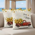 thumbnail image 5 of 16x16 Pillow Covers Set of 2, Sunflower Truck Square Throw Pillow Covers for Couch/Sofa/Living Room, Elegant Yellow Floral Summer Botanical Decorative Soft Pillowcases for Couch Throw Pillows, 5 of 9
