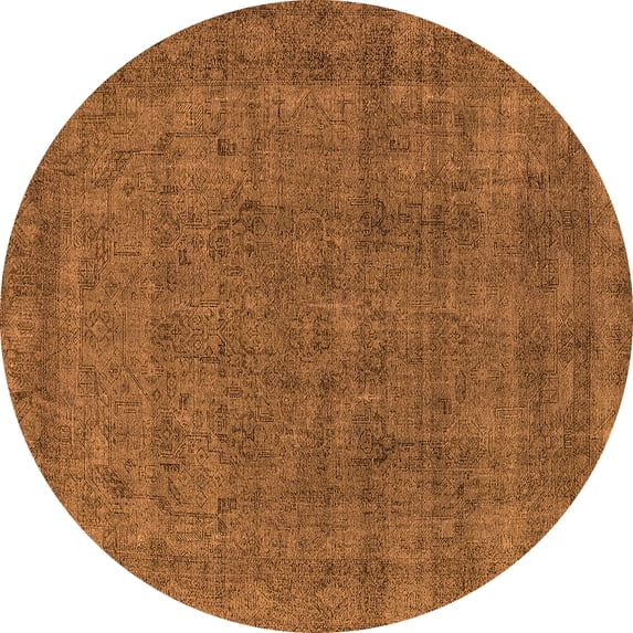 Ahgly Company Indoor Round Oriental Orange Industrial Area Rugs, 4' Round