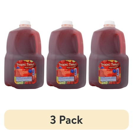 (3 pack) Tres Monjitas Tropic Twist Fruit Punch, 120 oz., Refirgerated, Plastic Bottle