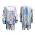 thumbnail image 7 of Women's 2Pcs Tie Dye Pajamas Set with Ruffle Fashion Casual Drawstring Shorts and Shirts ​Loungewear, 7 of 7