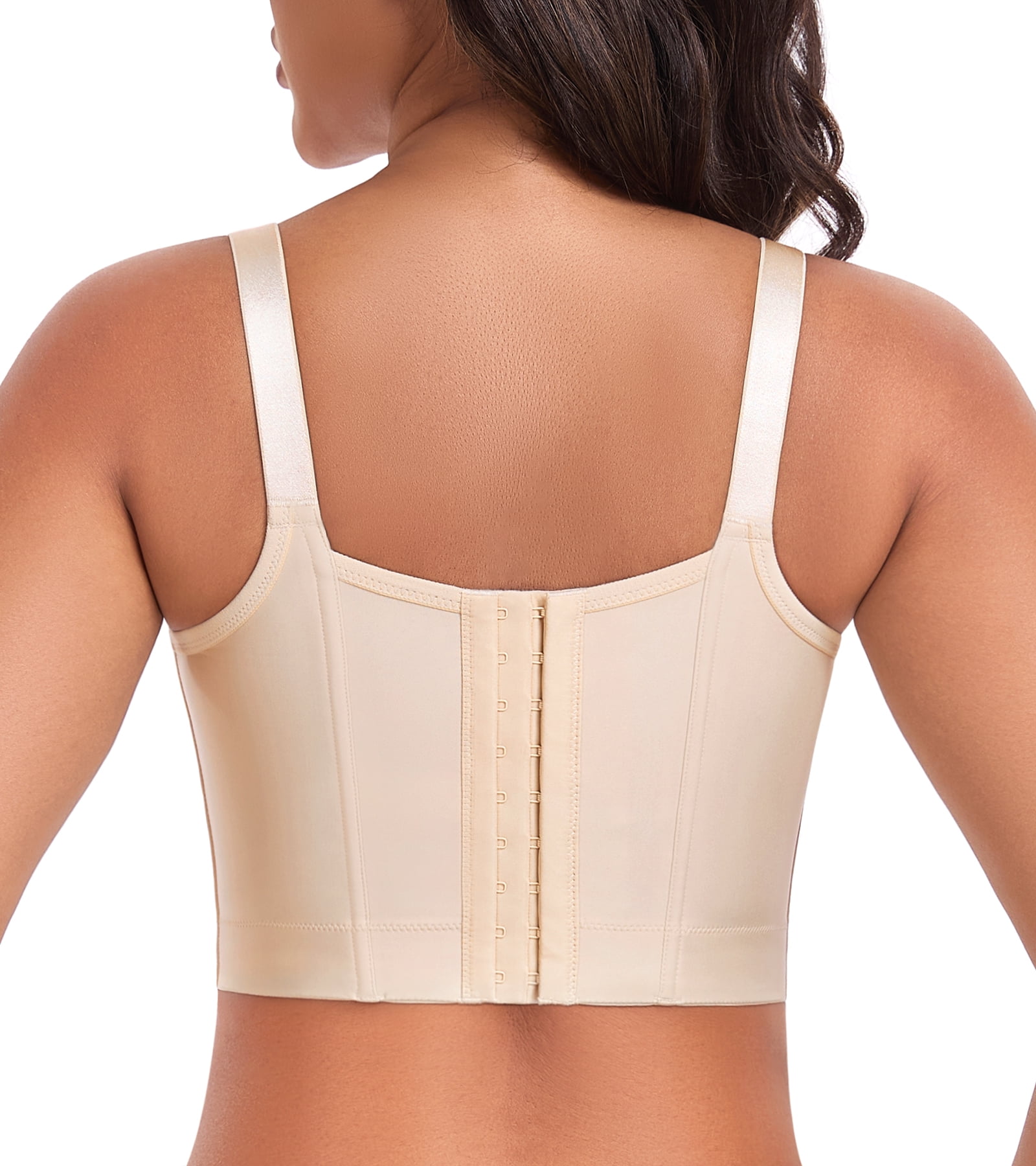Exerin Women's Push Up Underwire Full Coverage Sculpting Uplift Support Hide Back Fat Bra(40B,Beige)