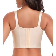 Exerin Women's Push Up Underwire Full Coverage Sculpting Uplift Support Hide Back Fat Bra(32DD,Beige)