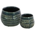thumbnail image 1 of Collection Tendances Urbaines Vase Rond en Céramique 51612 avec Gaufrage&44; Bleu - Lot de 2, 1 of 1