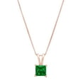 thumbnail image 3 of 0.5 ct Brilliant Princess Cut Solitaire Simulated Emerald 18K Rose Gold Pendant with 16" Chain, 3 of 4