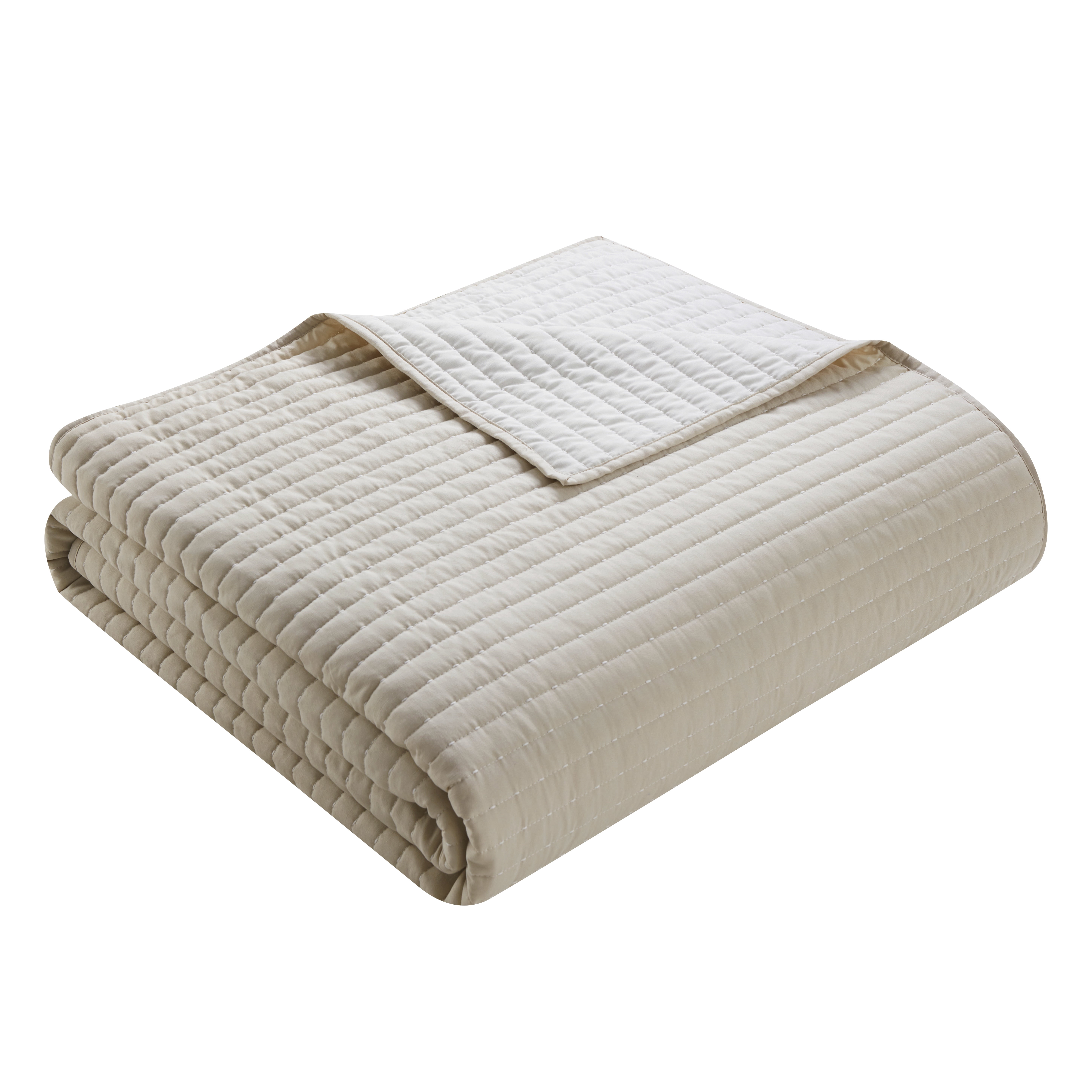 VCNY Home Embroidered 3-Piece Taupe Pick Stitch Microfiber Quilt Set, King