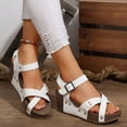 thumbnail image 3 of Dakaela Women's Platform Wedge Sandals Open Toe Buckle Casual Summer Shoes Cork Walking Dress Sandal, 3 of 7