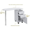 thumbnail image 6 of OmySalon Manicure Table Nail Desk with Single Cabinet on Wheels & Arm Rest Cushion, Mobile Beauty Spa Salon Home Wooden Technician Workstation Nail Art Equipment, 6 of 8