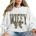 thumbnail image 4 of Camo Wifey Graphic Sweatshirt – Camouflage Bow Print Coquette Sweater for Brides & Wives, Casual Hunting Wife Pullover, 4 of 7