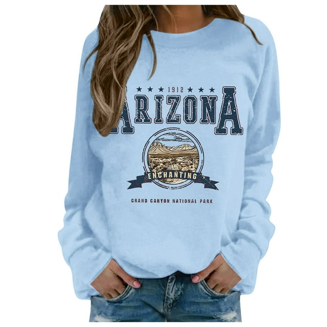 HNMKIU Crewneck Sweatshirt Women Fall/Winter Print Sweatshirt Without Hoodie
