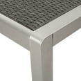 thumbnail image 6 of Ian Outdoor Modern 6 Seater Aluminum Dining Set with Faux Wood Seats, Gray, Natural, Silver, 6 of 8
