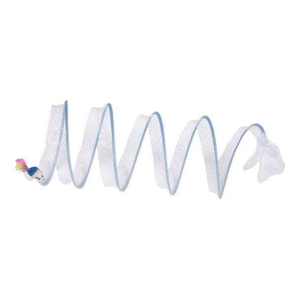 nel Plegable para Gatos, Juguete Interactivo para Mascotas, Juguete de Primavera, Juguete Interactivo Duradero para Gatos, Red de Malla Elástica, Azul Salvador Gato Túnel