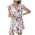 thumbnail image 2 of SMihono Robes Bohèmes d'Été pour Femmes Tailles Plus Décontractées à Col en V Papillon à Manches Courtes à Imprimé Floral Mini Robes, 2 of 8