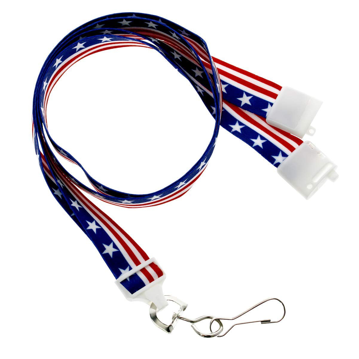 100 pc Patriotic American Flag USA ID Lanyards Red White & Blue with Breakaway 