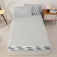 thumbnail image 4 of Erosebridal Geometric Art Wave Zipper Queen Comforter Set with Fitted Sheet and 2 Pillowcases,Gray Curved Line Zipper Bedding Set For Boys,Light Gray Reversible,4 Pieces, 4 of 7