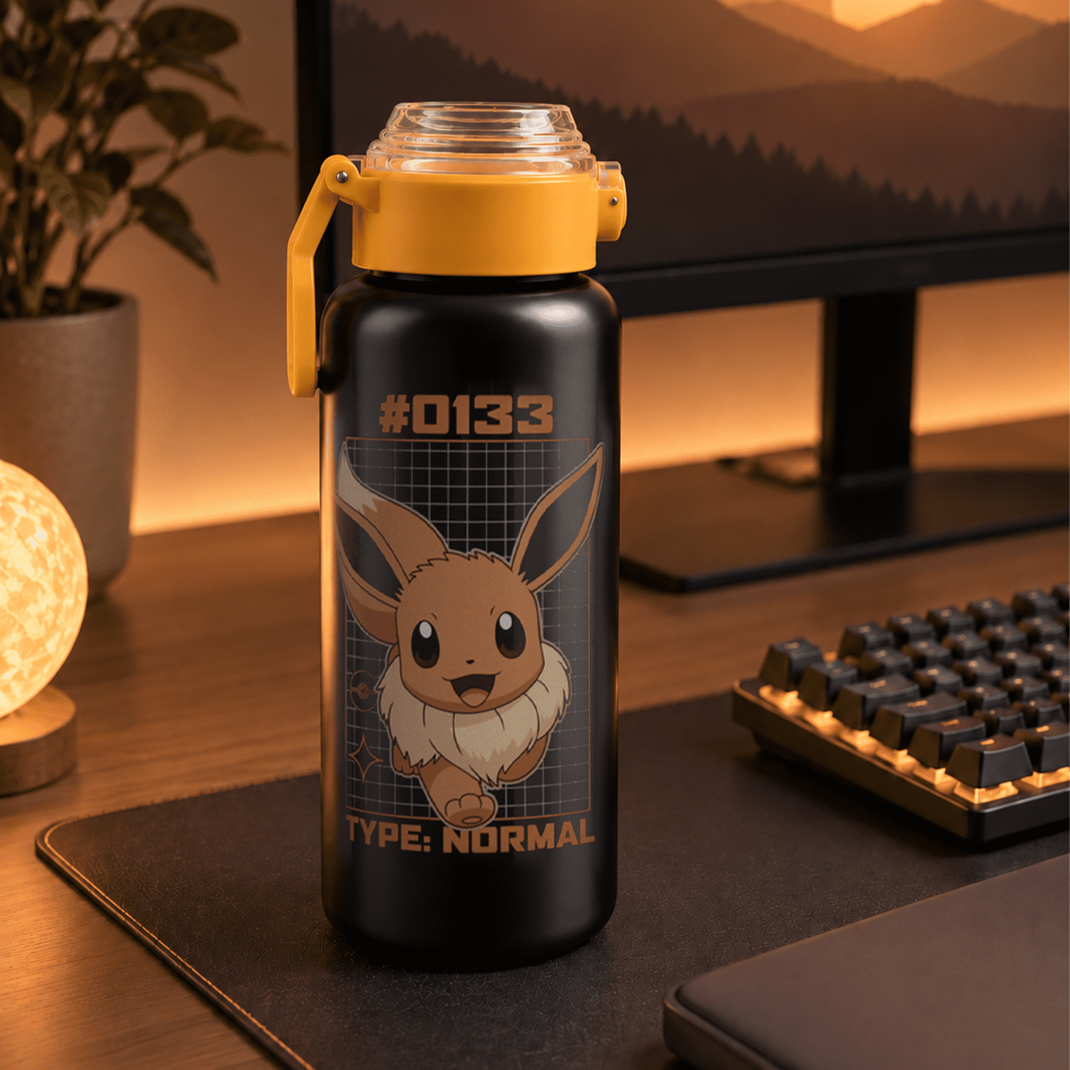 Pokémon Eevee 32oz Stainless Steel Water Bottle with Flip Lid and Spout