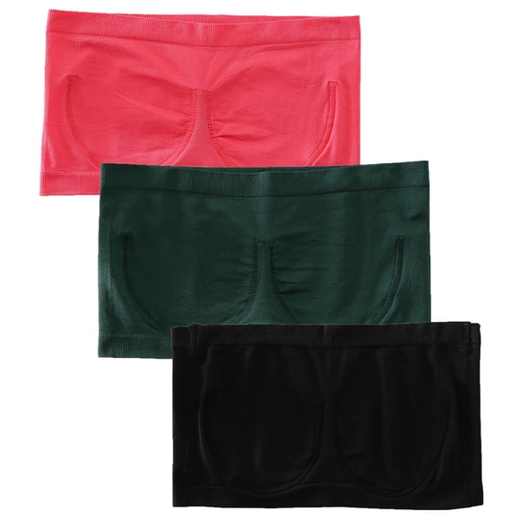 WZXFASHION 3 Pcs Soutiens-Gorge de Sport pour Femmes Grande Taille Soutien-Gorge Sans Bretelles Bandeau Non Rembourré Haut Extensible Yoga Entraînement Physique Soutien-Gorge TubeTops Multicolore P