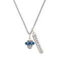 thumbnail image 1 of Delight Jewelry Silvertone Crystal Navy Blue Spinner Silvertone Fearless Bar Charm Necklace, 23", 1 of 4