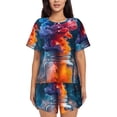 thumbnail image 1 of Balery Modern Art Red And Blue Colors Conjunto de Pijama para Mujer con Estampado, Dos Piezas de Manga Corta y Shorts, Ropa de Dormir Suave con Cuello Redondo y Bolsillos-3X-Large, 1 of 6