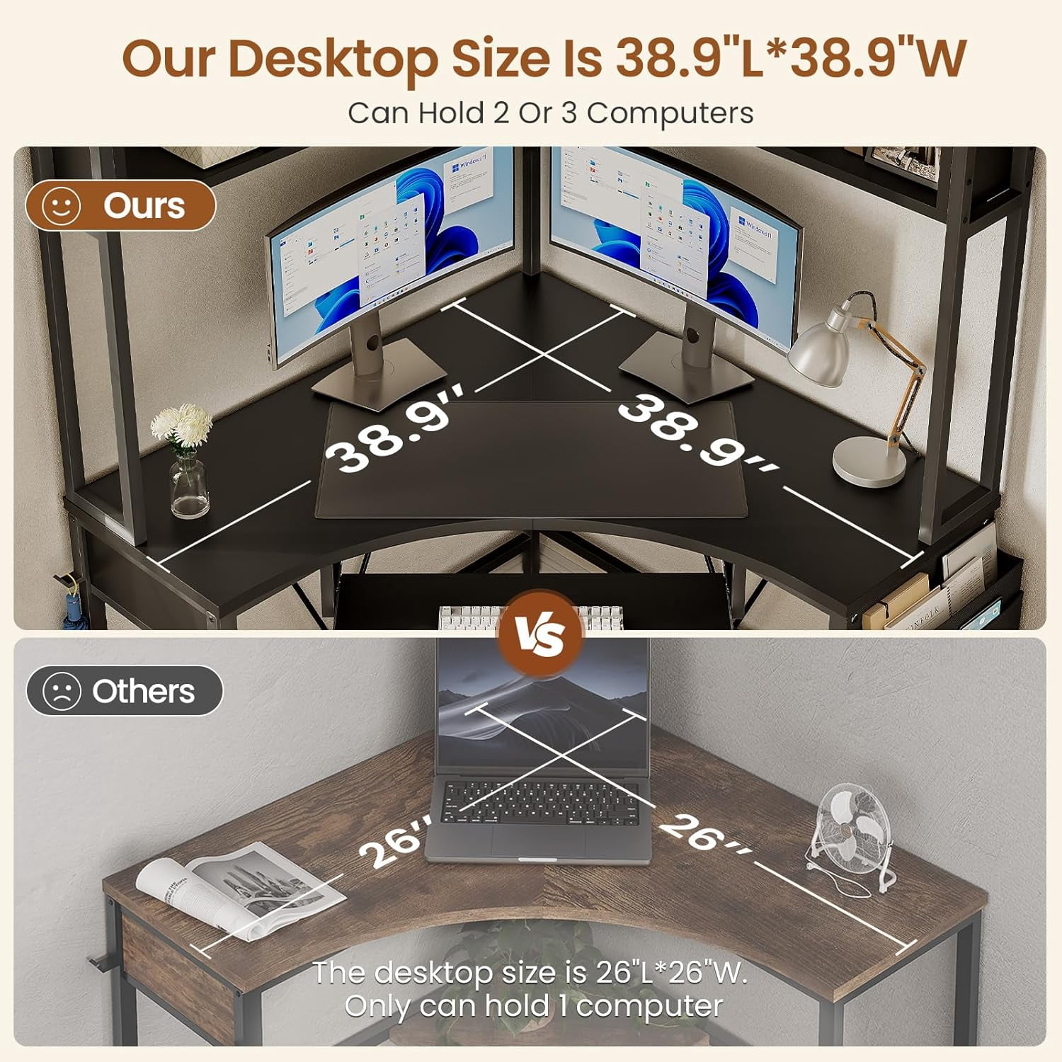 SEDETA Corner Computer Desk with Hutch, Black Gaming Desk with Keyboard Tray & Hooks, Writing Desk for Small Space