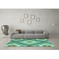 thumbnail image 3 of Ahgly Company Indoor Square Southwestern Turquoise Blue Country Area Rugs, 7' Square, 3 of 4