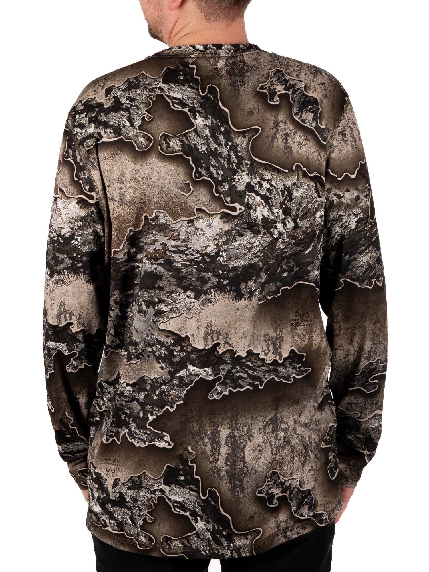 (2 pack) Realtree Men's Long Sleeve Camouflage Hunting Performance Shirt, Realtree Excape, XL