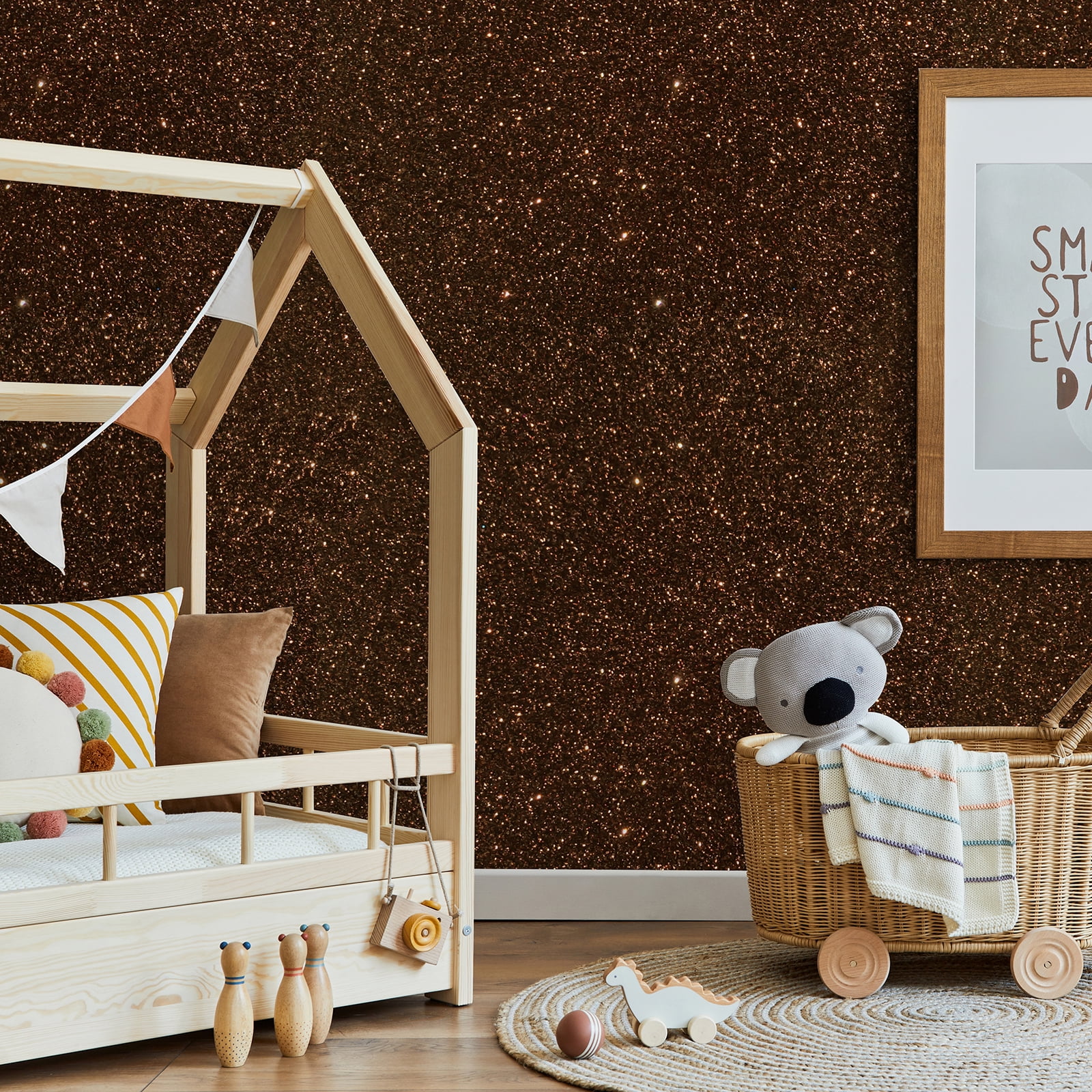 CHIHUT Dark Brown Glitter Peel and Stick Wallpaper for Bedroom Brown Glitter Contact Paper for Countertops Waterproof Wall Paper Removable Self Adhesive Paper Vinyl Roll for Cabinets 15.7''x236''