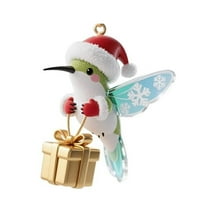 2025 Christmas Bird Ornament Set 4PCS Santa Hat Hummingbird Hanging Decor Gift for Women Door Yard Outdoor Tree Versatile Whimsical Festive Exchange Idea Nature Lovers Holiday