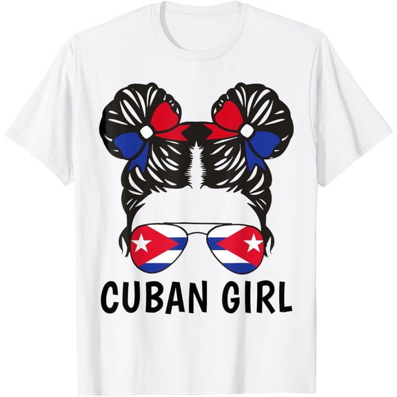 Cuba Flag Cuban Girl Shirt Hispanic Heritage Month Kid Women T-Shirt