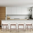 thumbnail image 4 of Summit Living 24 inch Wooden Saddle Bar Stool Set of 4 for Kitchen, Linen Backless Counter Height Counter Stool, White, 4 of 10