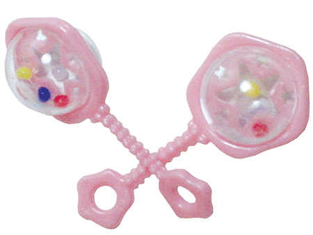 Pink 48 Fillable Plastic Baby Rattles Shower Favor 