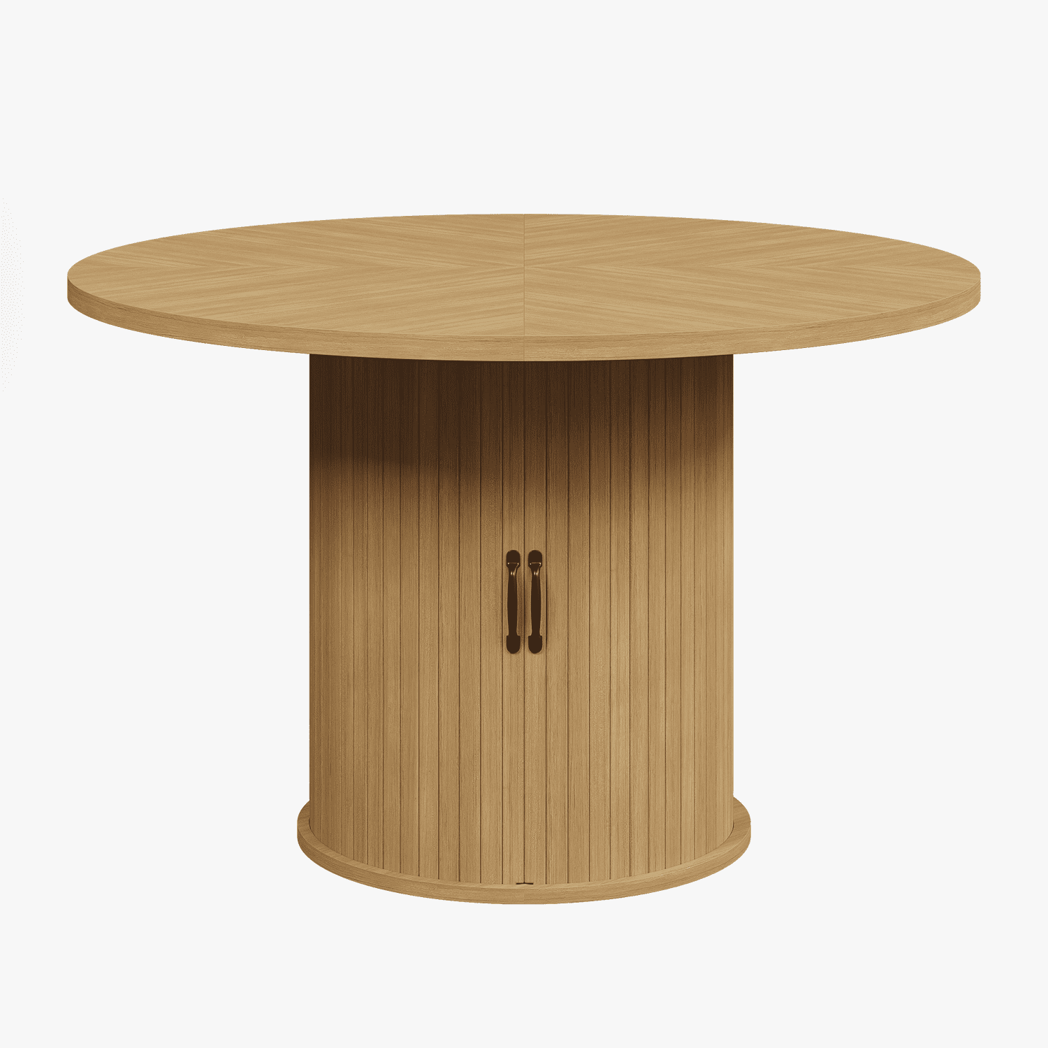 Sonegra 47“ Round Dining Table with Storage, Modern Fluted Circle Kitchen Table with 2-Layer Storage and Sliding Door, for Kitchen Living Room, Natural