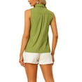 thumbnail image 4 of INSPIRE CHIC Women's Point Collar Single Breasted Sleeveless Shirt M Pea Green, 4 of 7