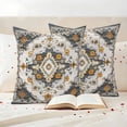 thumbnail image 3 of Orange Grey Boho Outdoor Waterproof Pillow Covers, Vintage Southwestern Geometric Ethnic Decorative Square Throw Pillowcase Sofa Cushion Sham for Patio/Couch/Chair, 20"x20" 2 Pack, 3 of 8